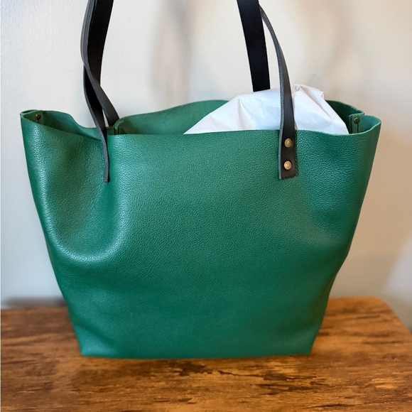 Portland Leather Bacalar Green Leather Tote Bag Large - Picture 4 of 6